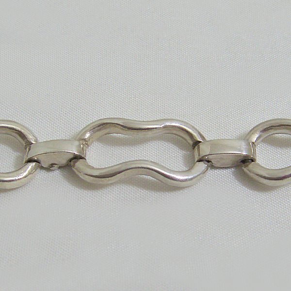 (b1222)Pulsera de plata con eslabones y cadena de seguridad.